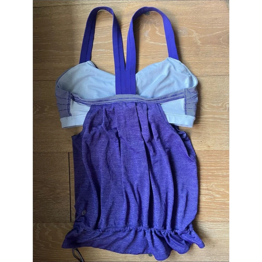 Lululemon Tank Bundle of 2 Size 10 Rest Less Heather Purple Turquoise Scoop Neck